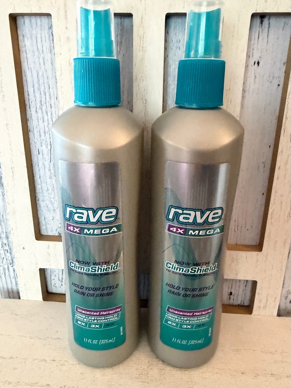 RAVE 4X Mega Non-Aerosol Unscented Hairspray with ClimaShield 11oz Lot X2 NEW